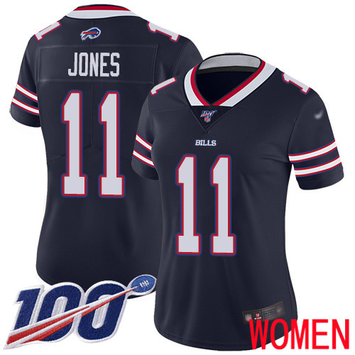 Women Buffalo Bills #11 Zay Jones Limited Navy Blue Inverted Legend 100th Season NFL Jersey->nfl t-shirts->Sports Accessory